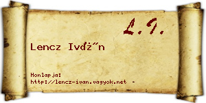 Lencz Iván névjegykártya